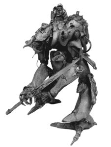 One of the concepts that I wanted for SepterraCore was bio-engineered military vehicles. Aura Battle Dunbine illustrations and scratch built model kits were a big inspiration.