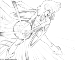 This was Bobby, the younger sister of the main character in Ragnarock. When transported to the fantasy world her magical powers awaken.