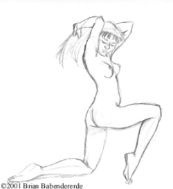 Another one from a Japanese pose book. Here I was interested in the legs and bottom as well as the raised arms.