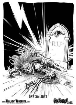 I just thought it would be fun to do a classic, "Creepy Magazine" style zombie! This started a bit simpler, but turned into something more dramatic as I got into it.