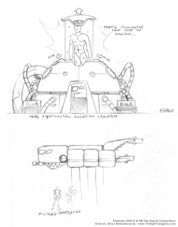 The chamber used by the Triads to experiment of humans. The SMV (Space Marine Vehicle) transports marines who can drop down by rappelling wires.